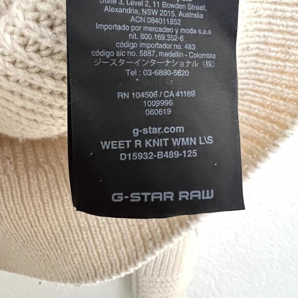 G STAR RAW Women's size L Weet Weave Knitted Ivory Chunky Sweater Wool Blend - Picture 8 of 10